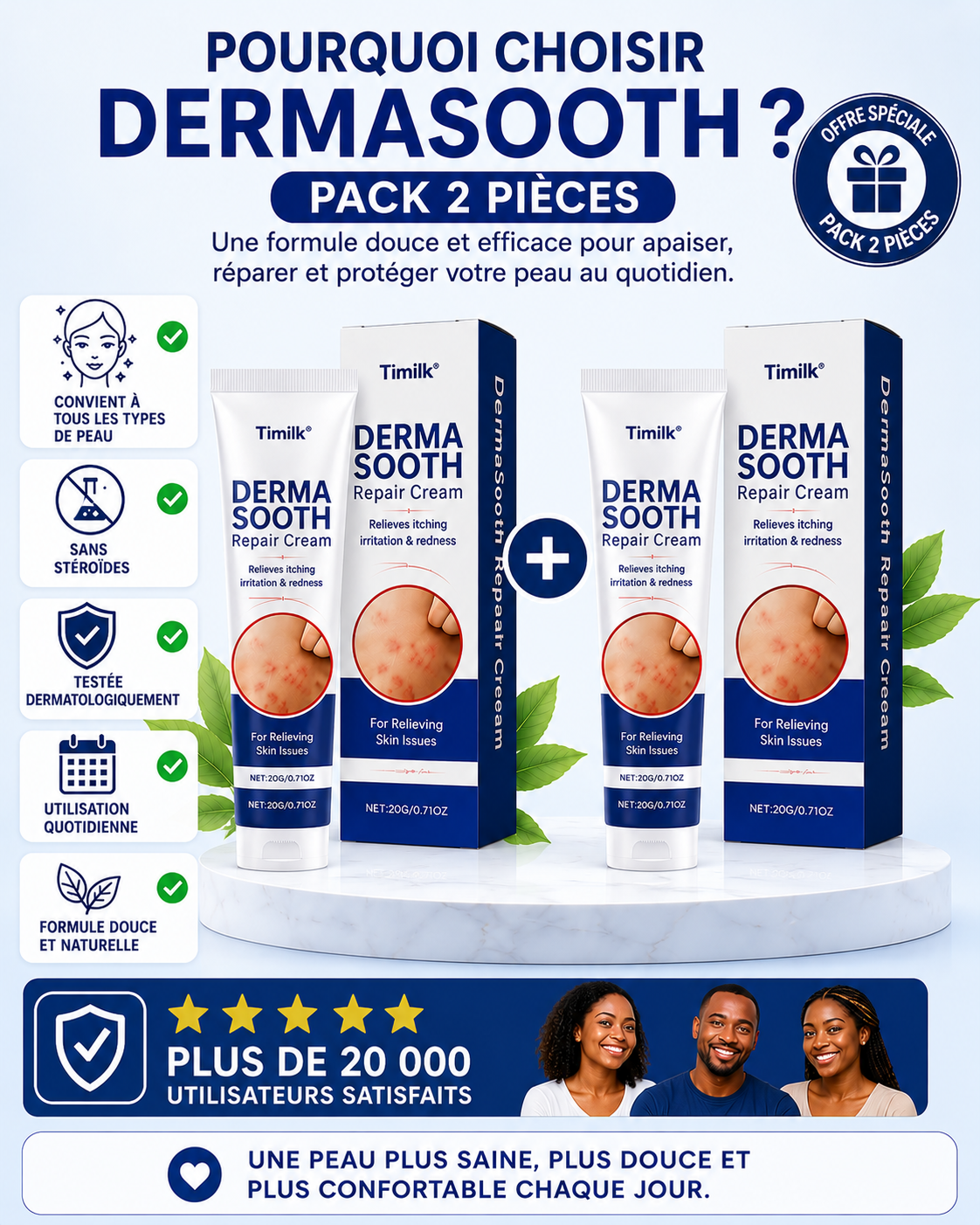 Crème réparatrice DermaSooth Pack 2 piece